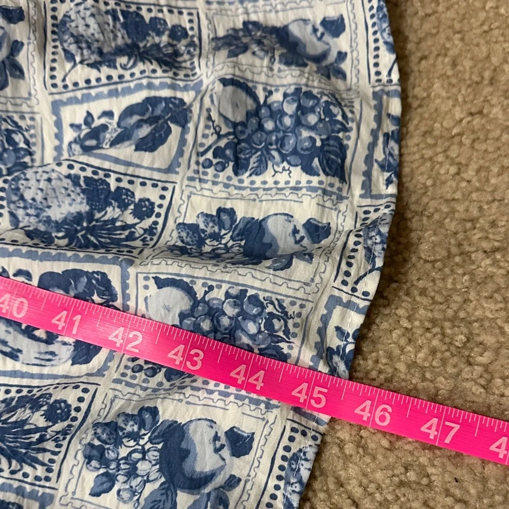 Abercrombie & Fitch White & Blue Mediterranean Stamp Patterned Cami Maxi Dress